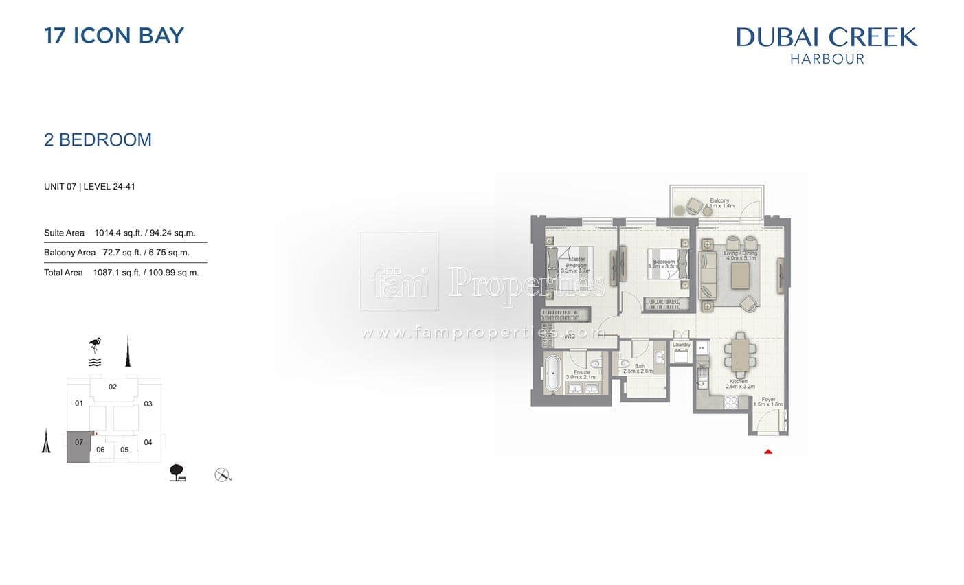 17 Icon Bay 2 Bedroom floor plan
