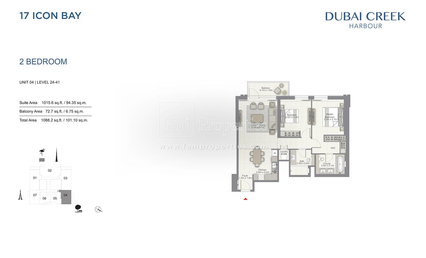 17 Icon Bay 2 Bedroom floor plan