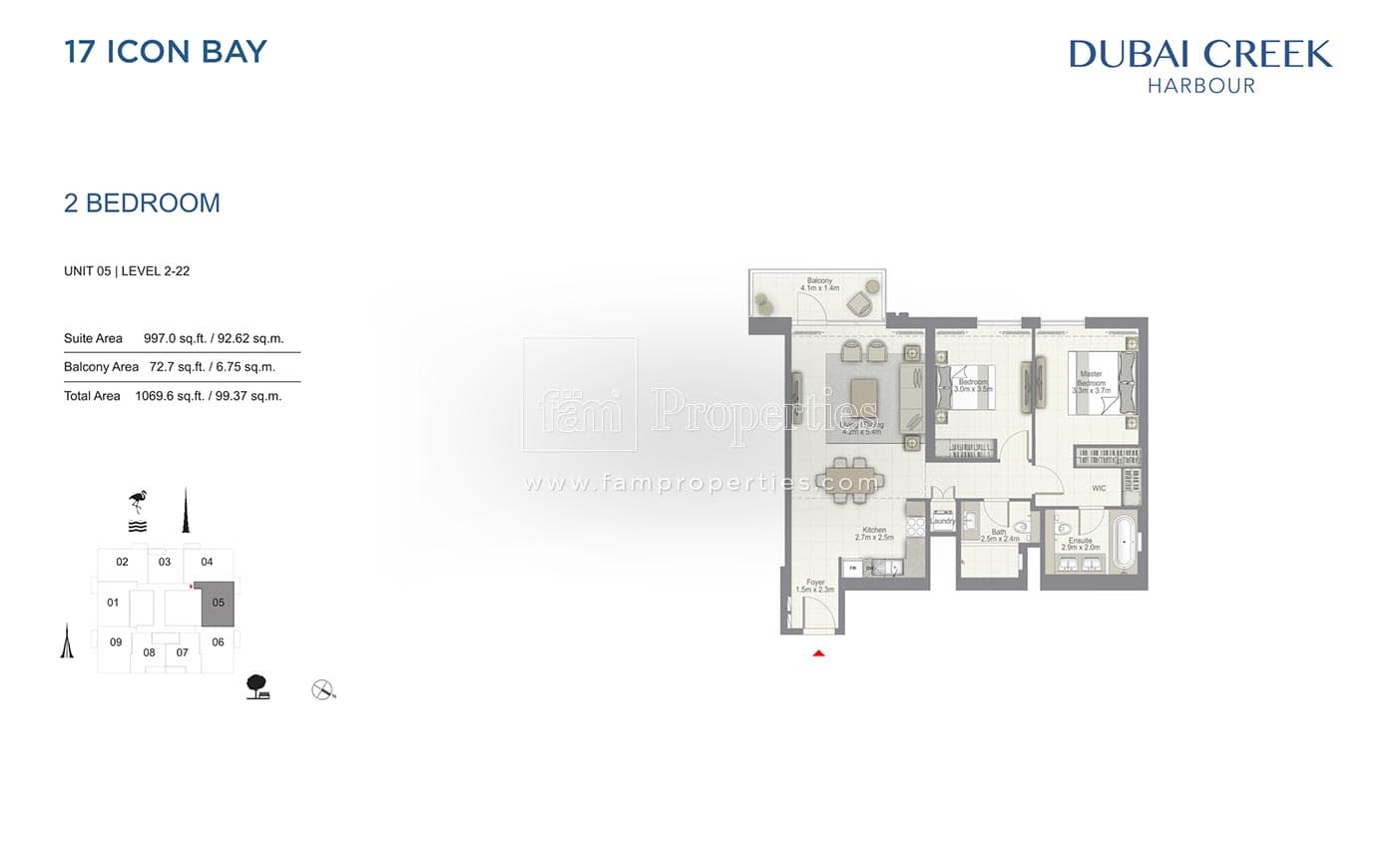 17 Icon Bay 2 Bedroom floor plan