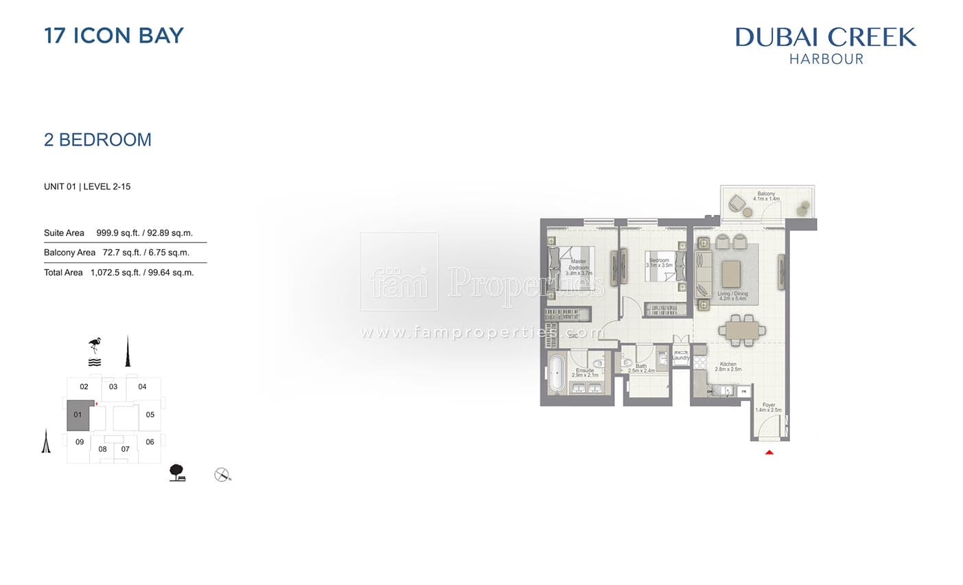 17 Icon Bay 2 Bedroom floor plan