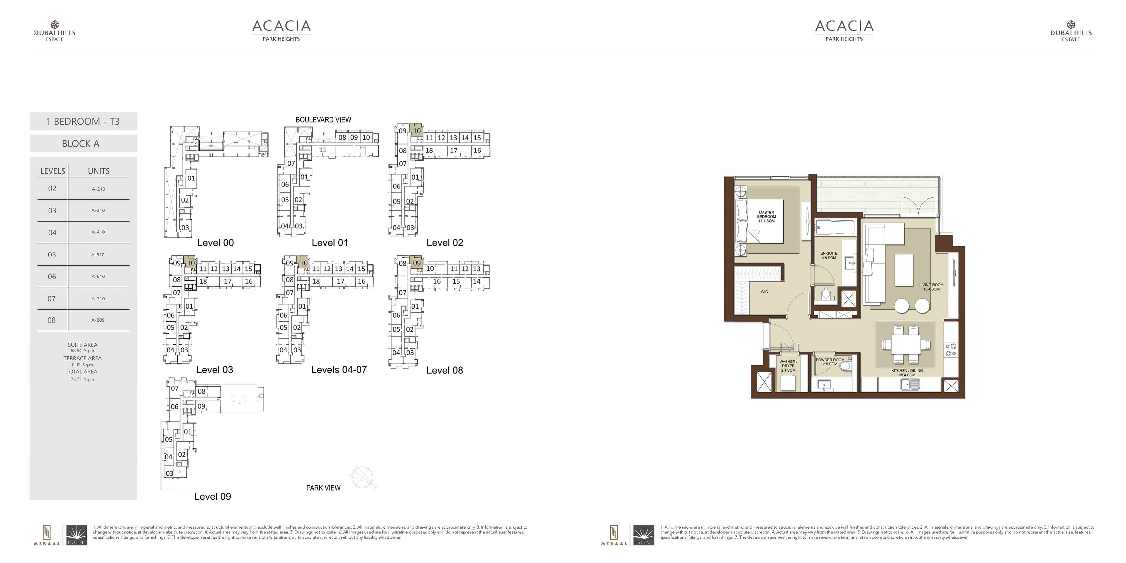 Acacia at Park Heights 1 BD T3 floor plan