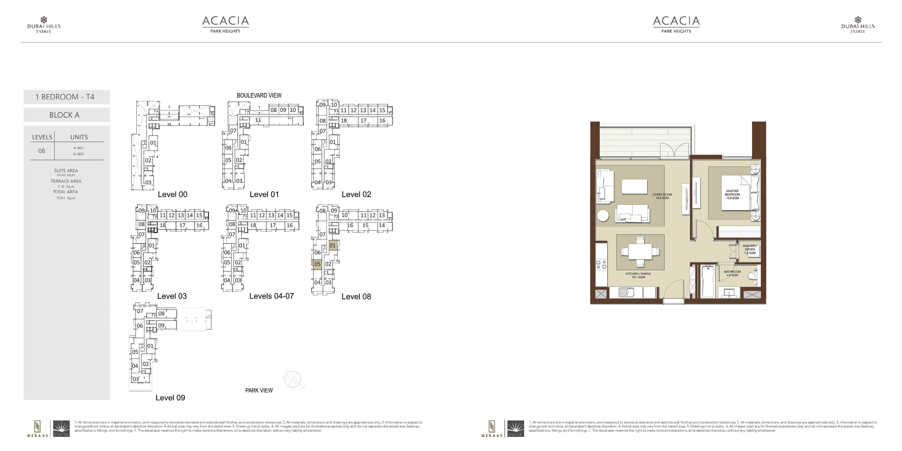 Acacia at Park Heights 1 BD T4 floor plan