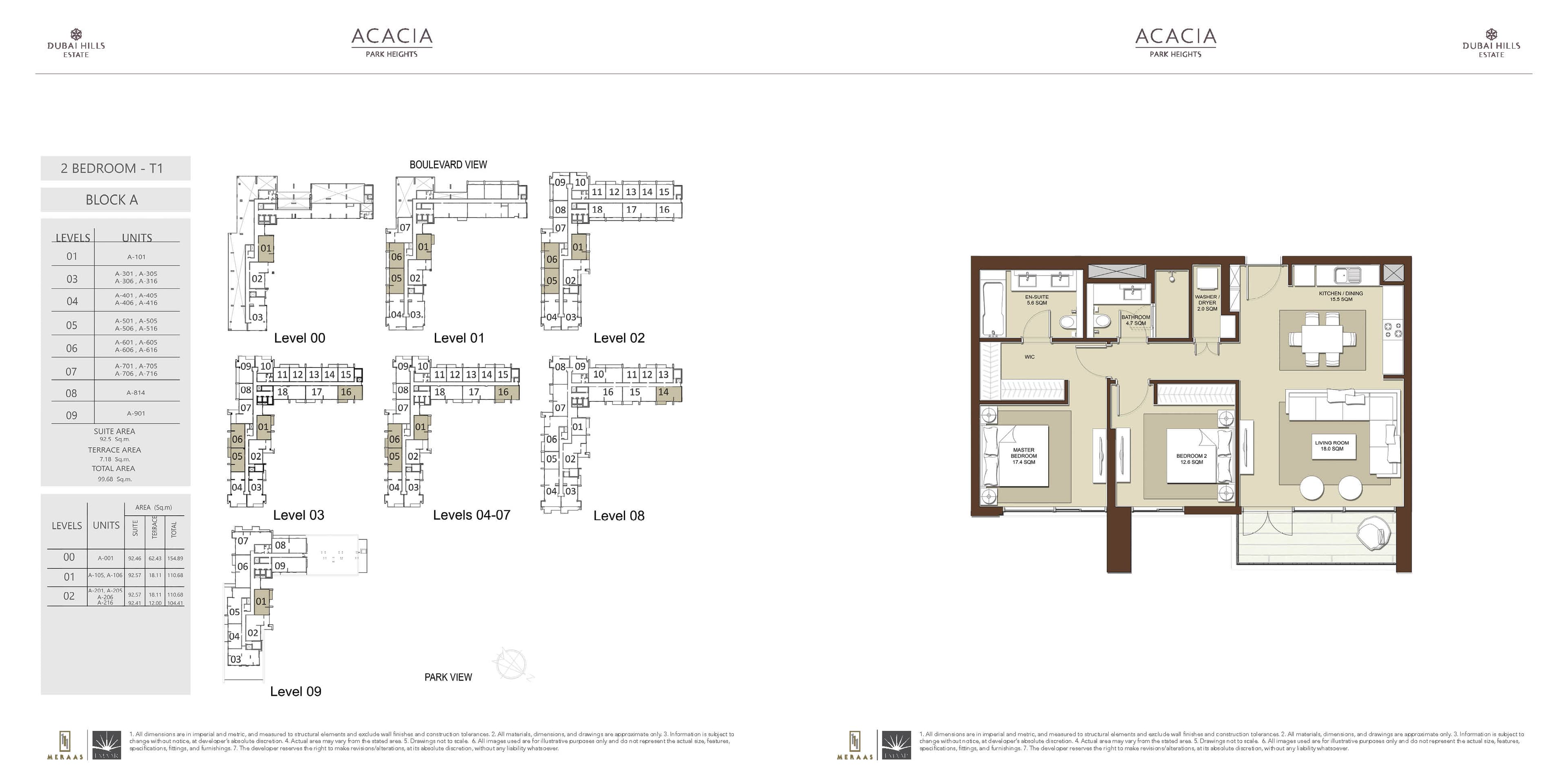 Acacia at Park Heights 2 BD T1 floor plan