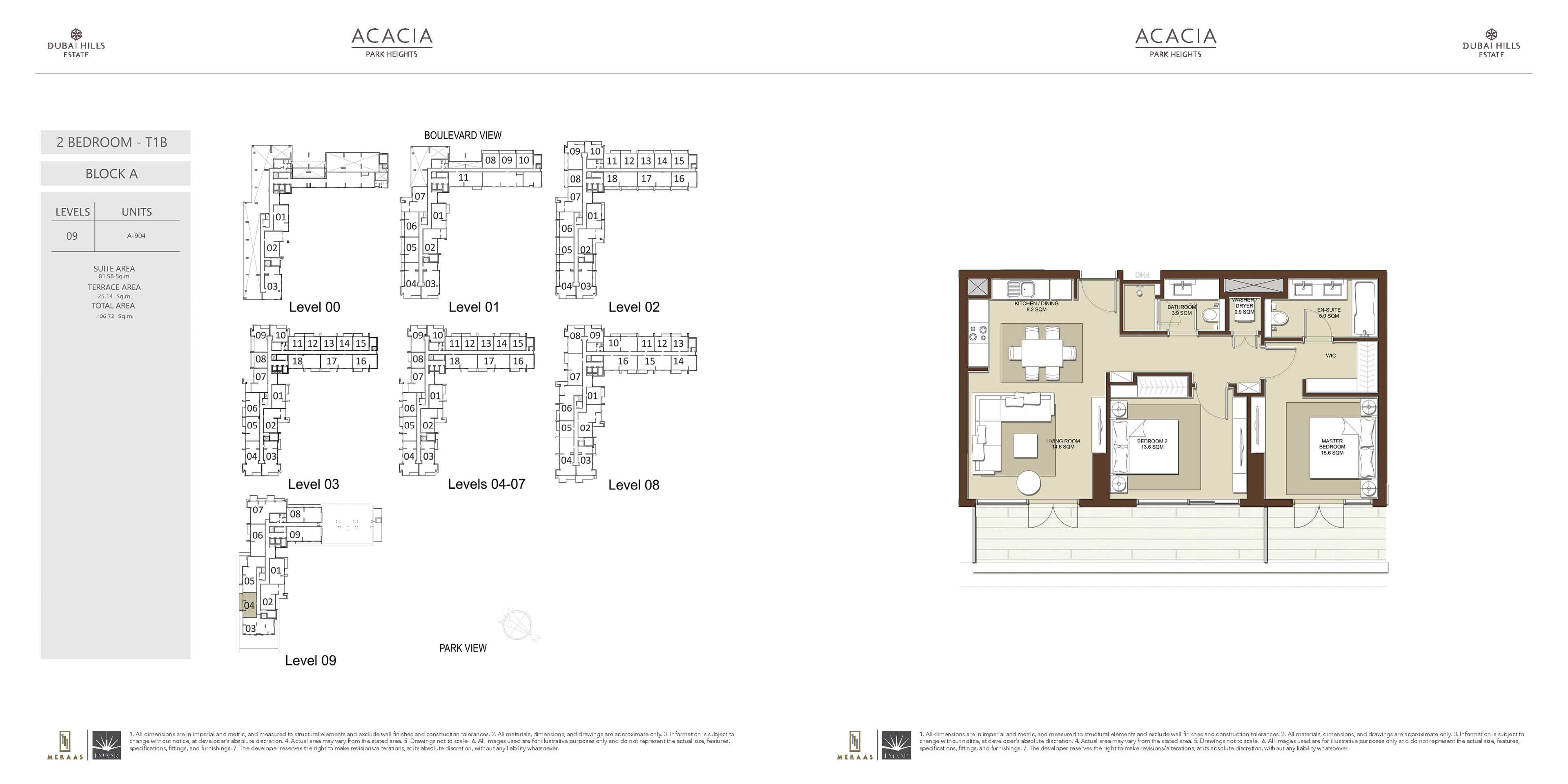 Acacia at Park Heights 2 BD T1B floor plan