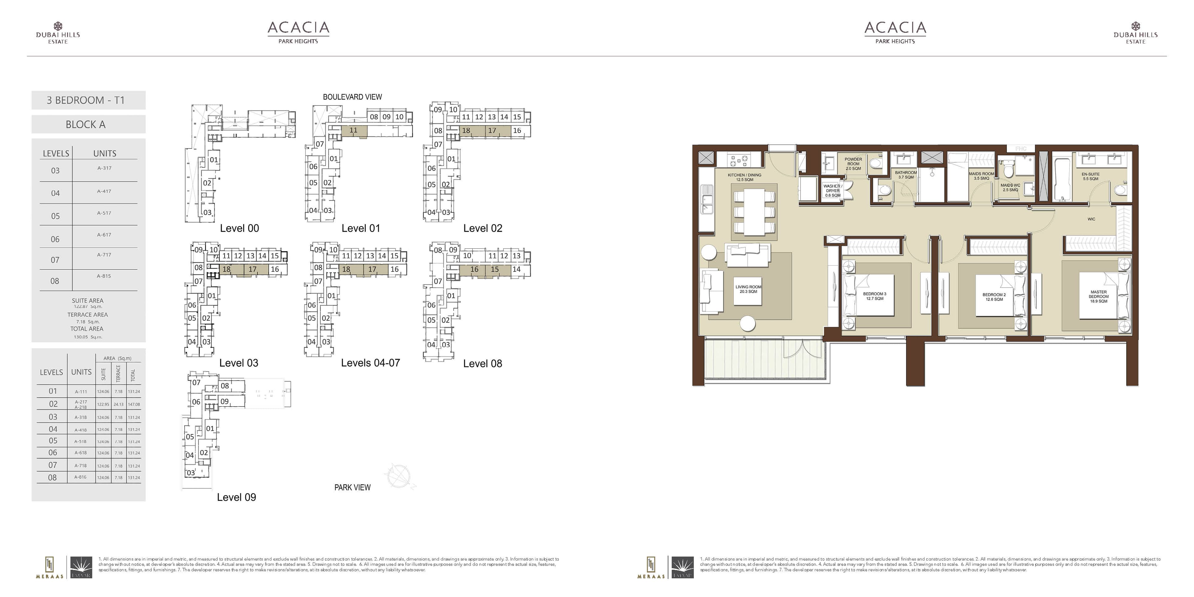 Acacia at Park Heights 3 BD T1 floor plan