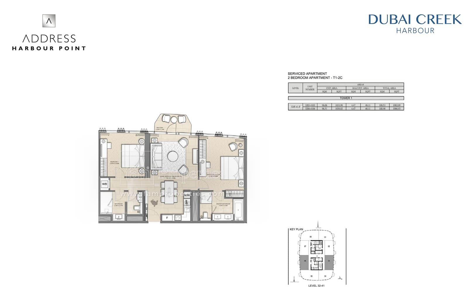 Address Harbour Point 2 bedroom apartment T1 2C floor plan