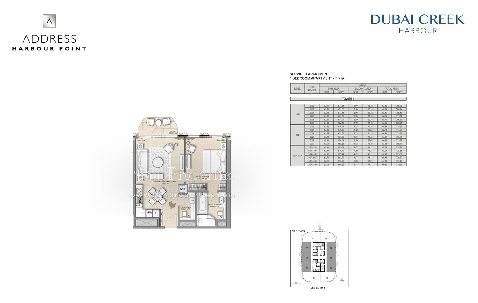 Address Harbour Point 1 Bedroom Apartment T1-1A floor plan
