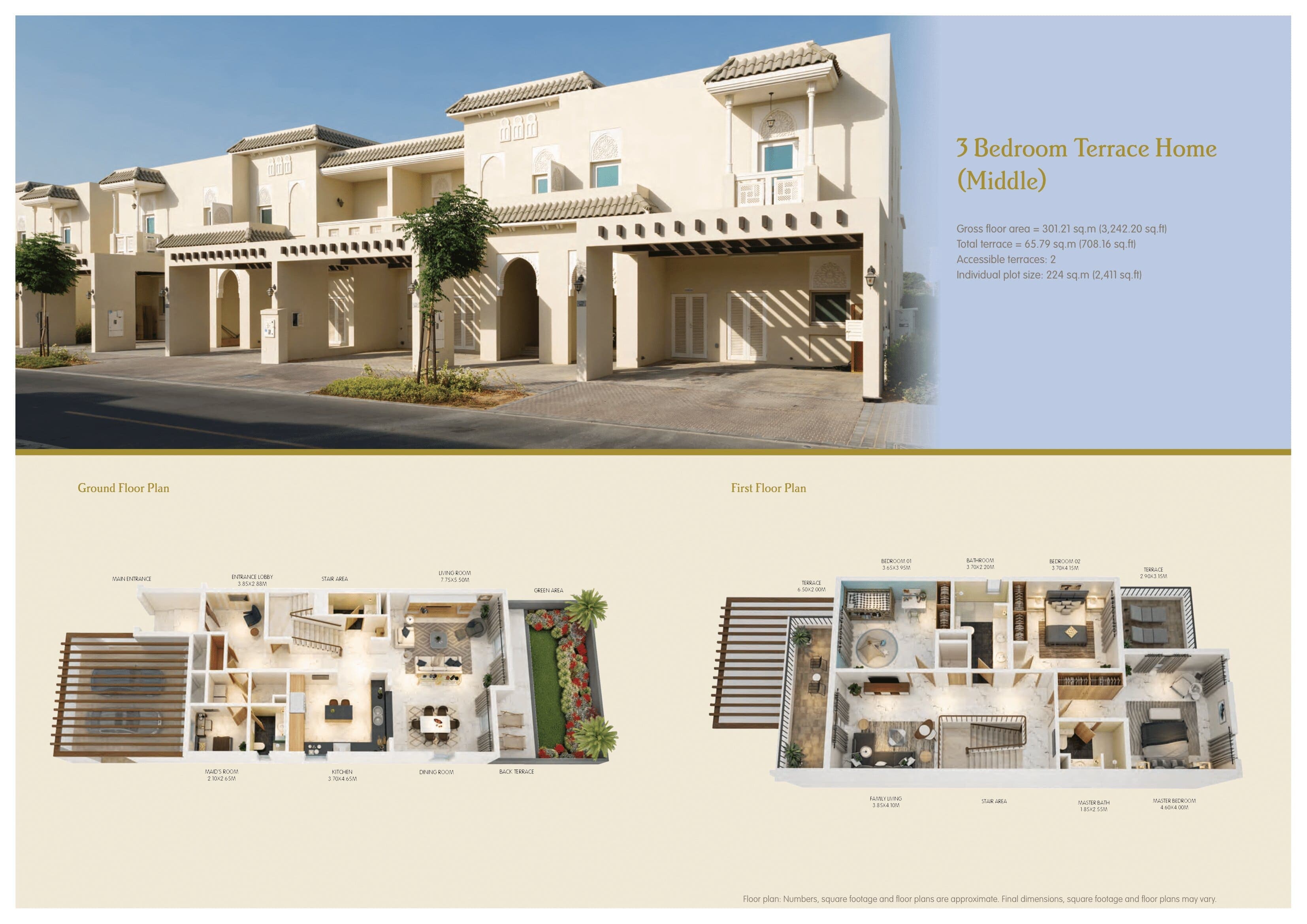 Al Furjan Villas 3-Bedroom Villas floor plan