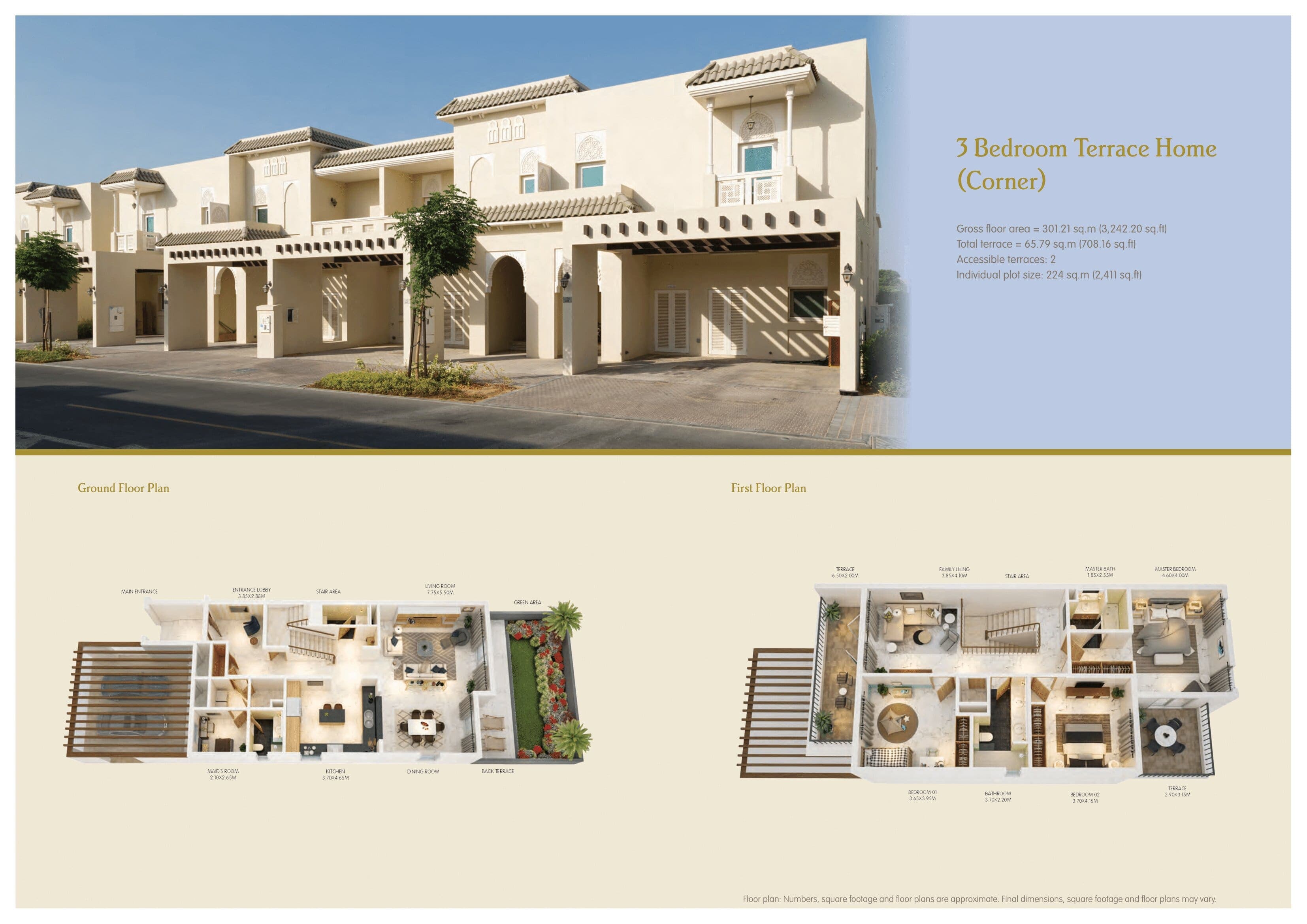 Al Furjan Villas 3-Bedroom Villas floor plan