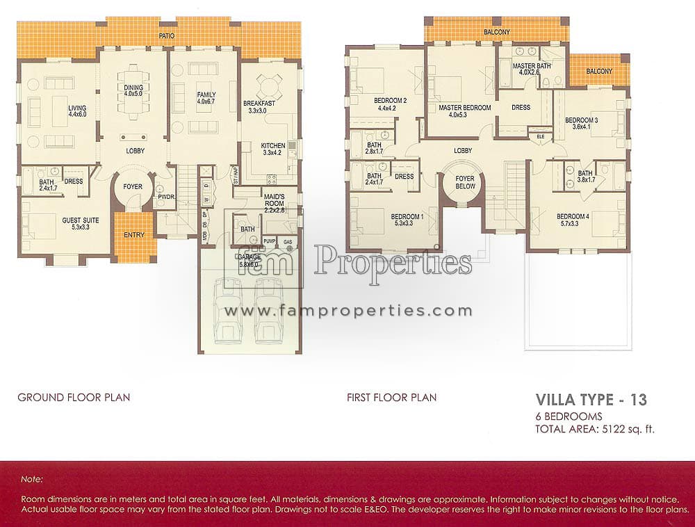 Arabian Ranches 1 6 Bedrooms Villa Type 13 floor plan
