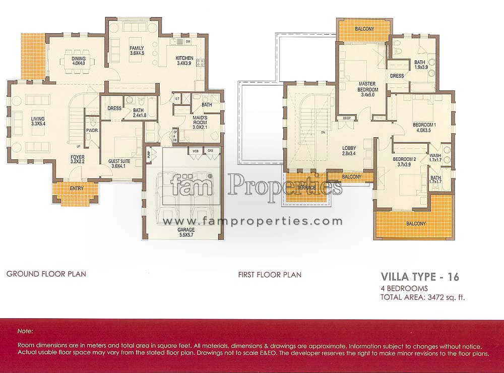 Arabian Ranches 1 4 Bedrooms Villa Type 16 floor plan