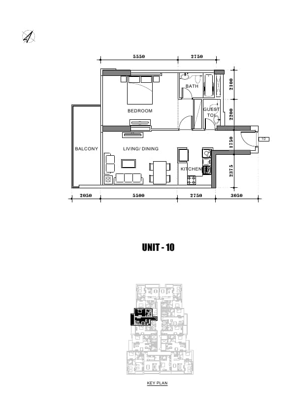 Avanti Tower 1 Bedroom floor plan