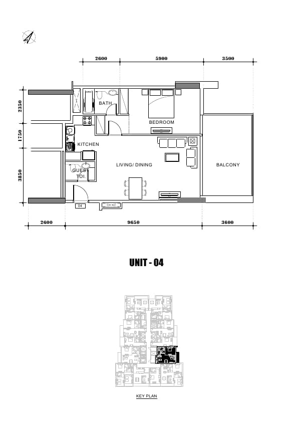 Avanti Tower 1 Bedroom floor plan