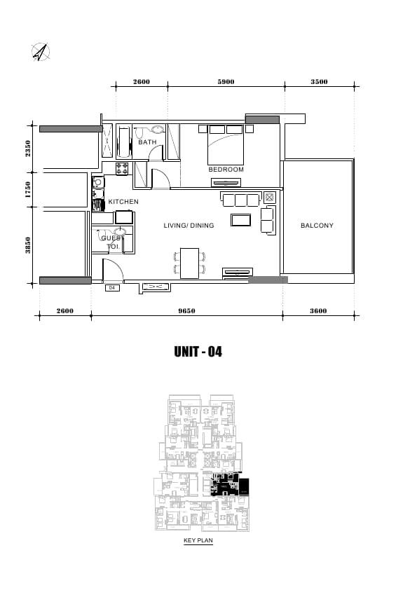 Avanti Tower 1 Bedroom floor plan