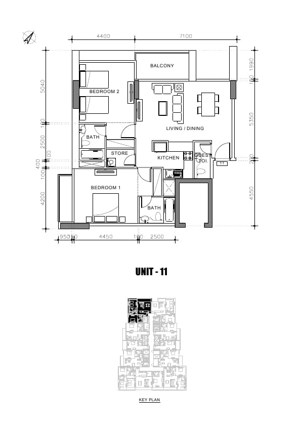 Avanti Tower 2 Bedroom floor plan