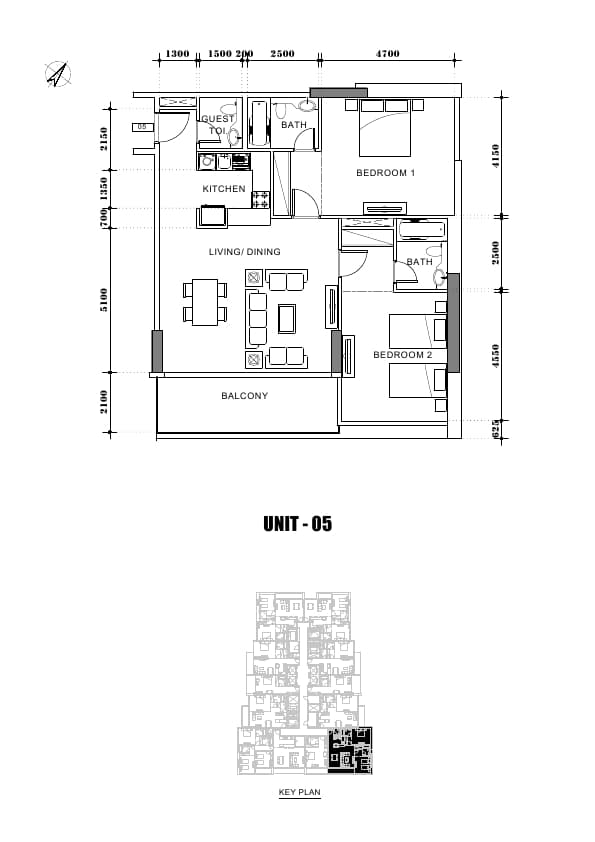 Avanti Tower 2 Bedroom floor plan