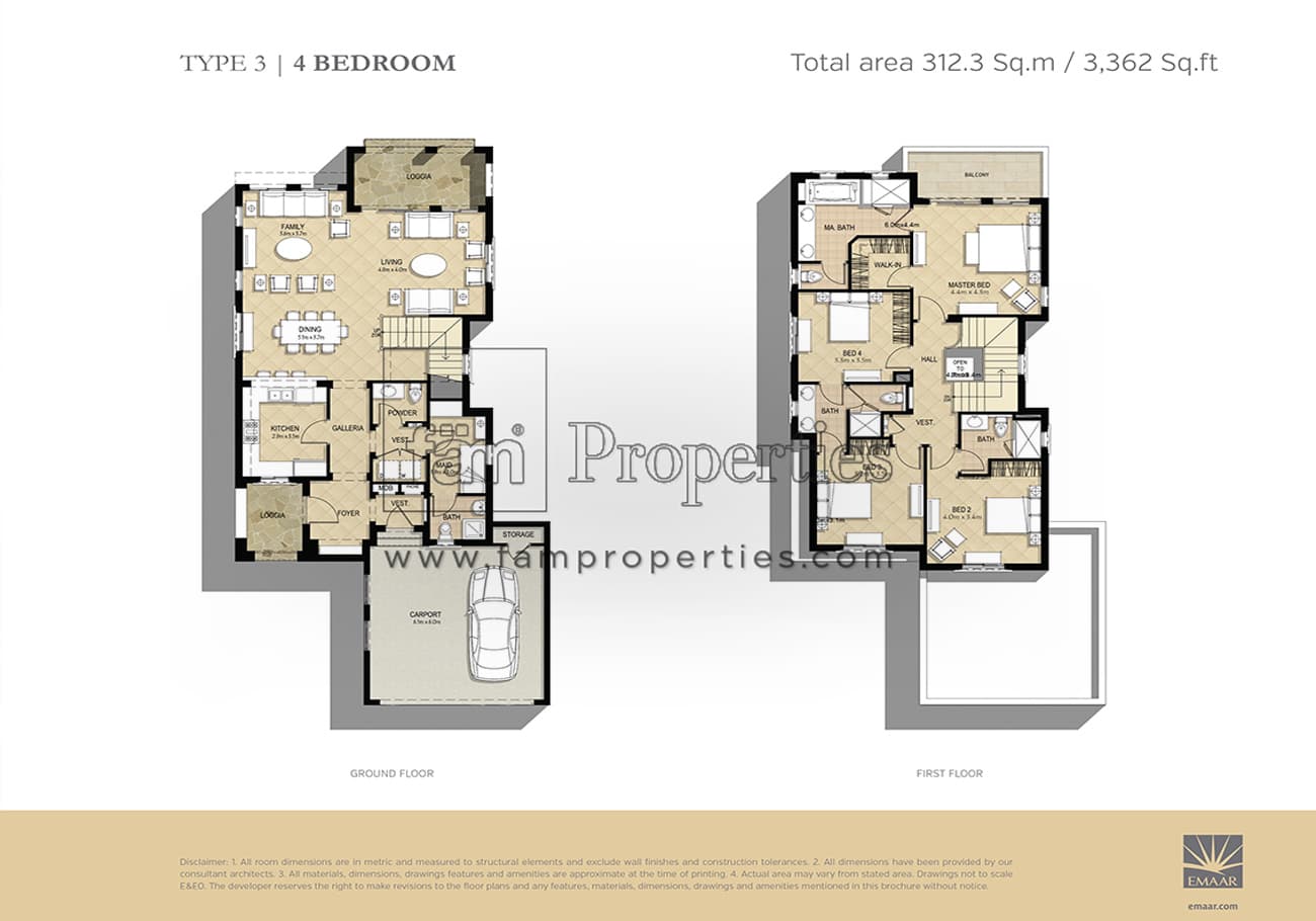 Arabian Ranches 2 Type 3 | 4 Bedroom floor plan