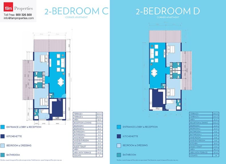 Azure Residences 2BD C and D floor plan