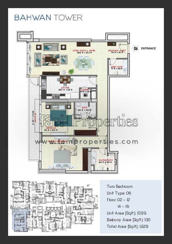 Bahwan Tower 2 Bedroom floor plan