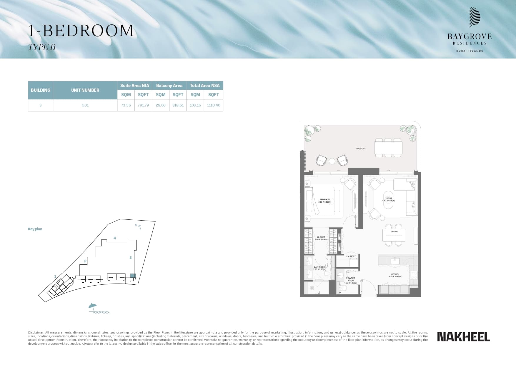 Bay Grove Residences 1 Bed floor plan
