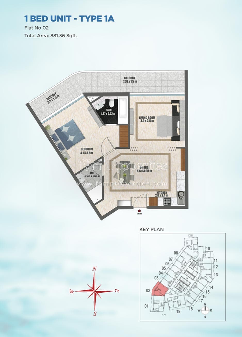 Bayz Tower 1 Bedroom floor plan