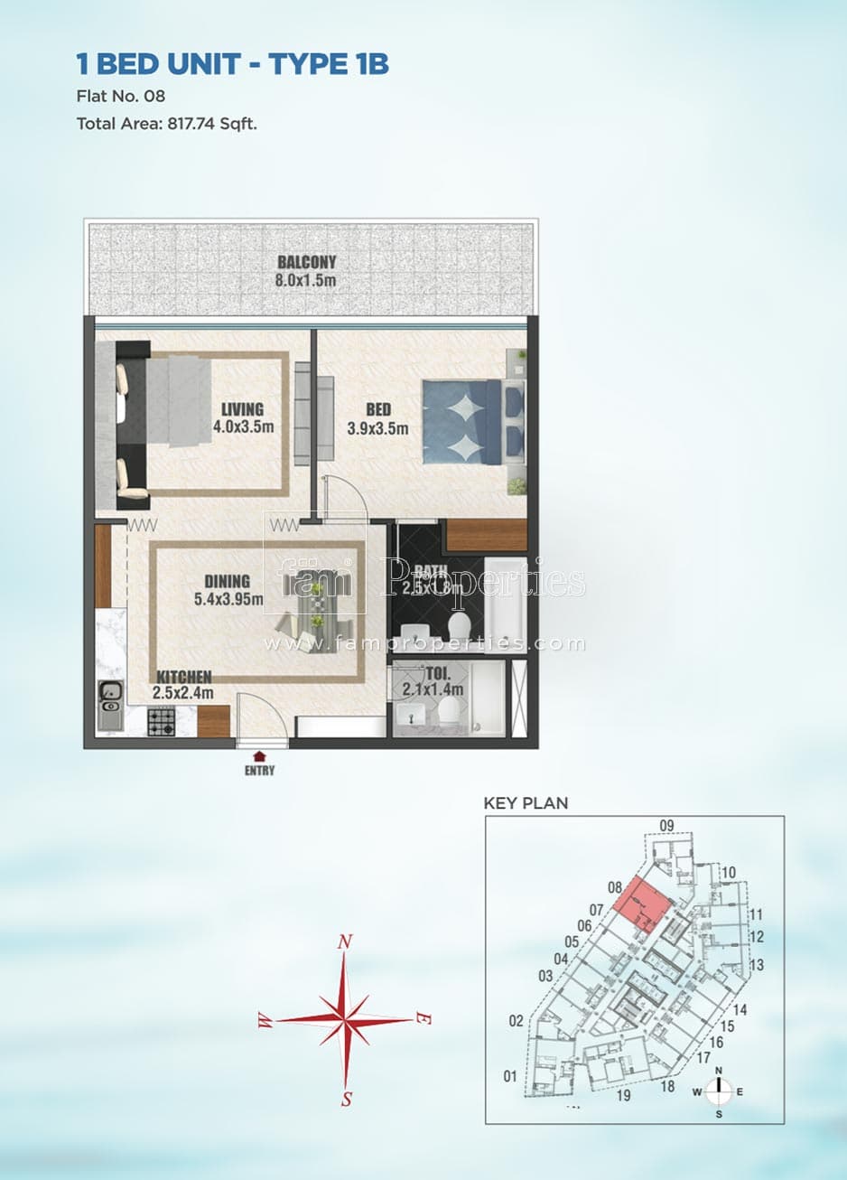 Bayz Tower 1 Bedroom floor plan