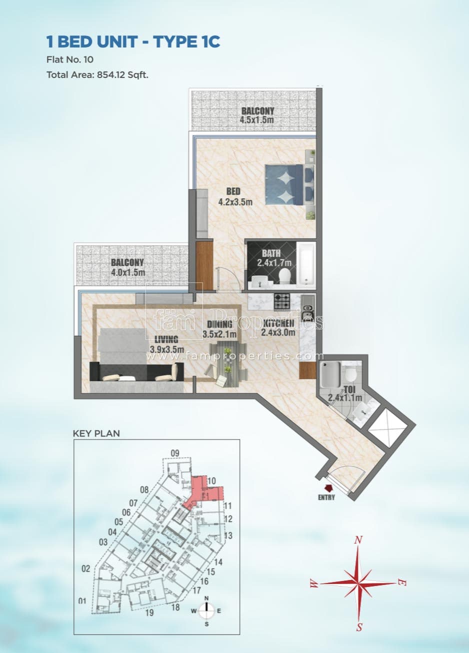 Bayz Tower 1 Bedroom floor plan