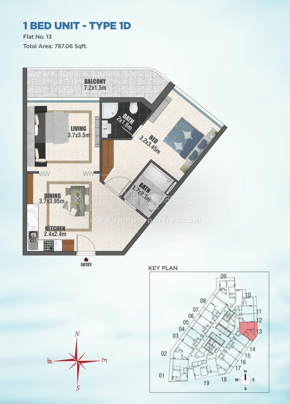 Bayz Tower 1 Bedroom floor plan