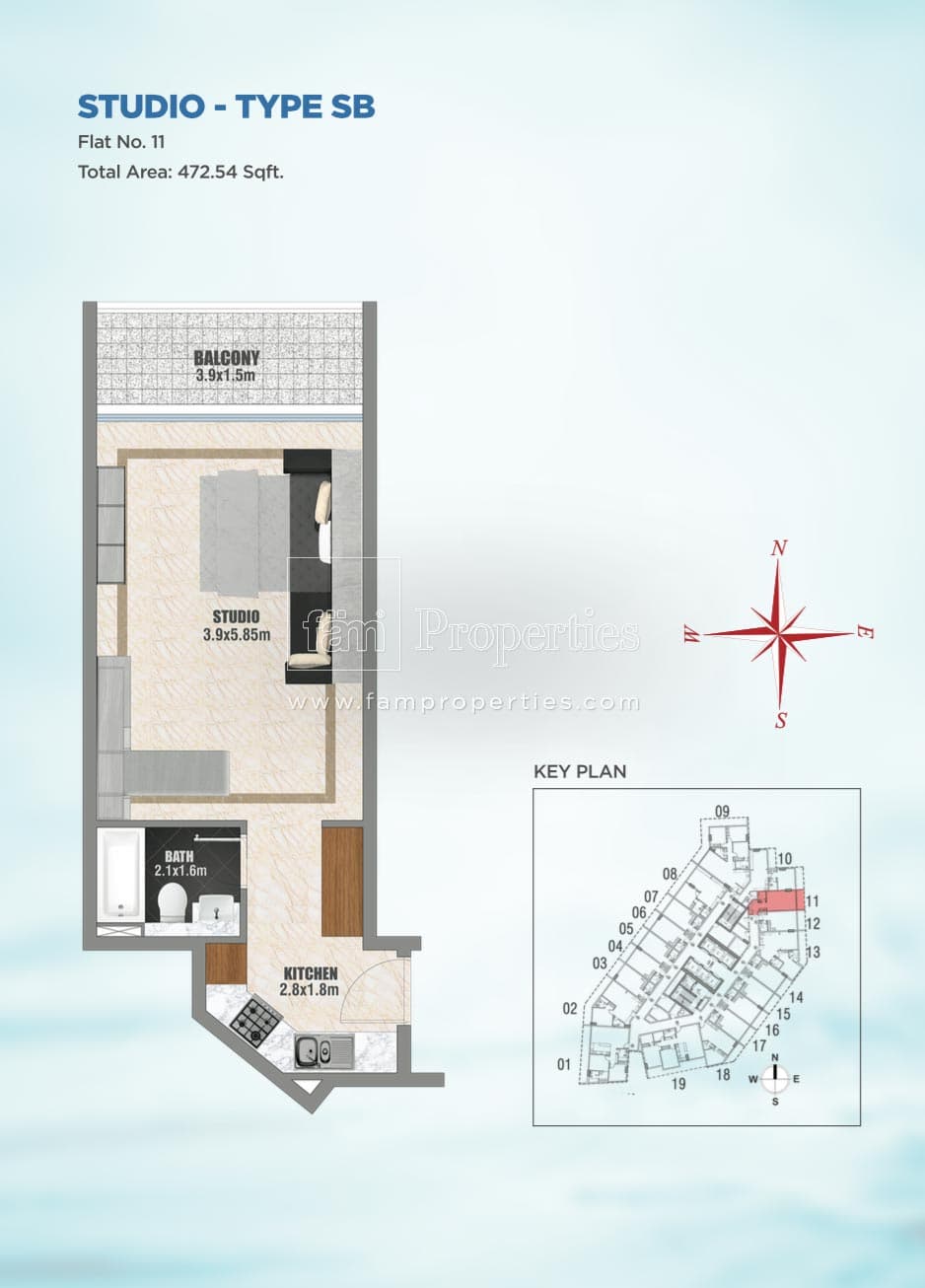 Bayz Tower Studio floor plan
