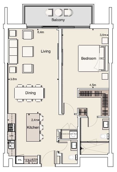 Belgravia One Bedroom Type 1 floor plan