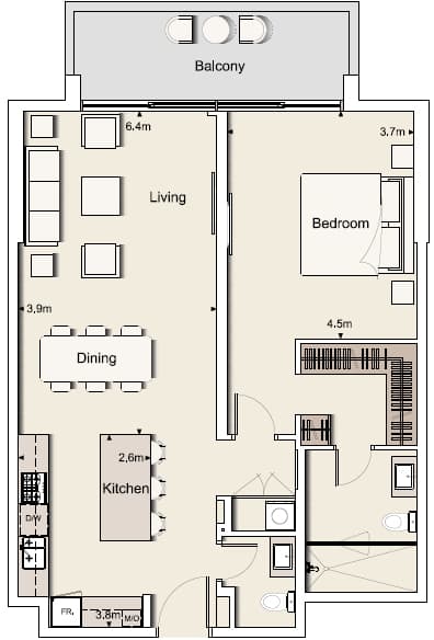 Belgravia One Bedroom Type 1-A floor plan