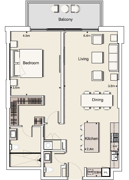 Belgravia One Bedroom Type 7 floor plan
