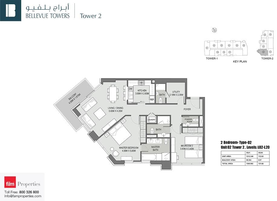 Bellevue Towers 2 BD Penthouse Type 02 floor plan