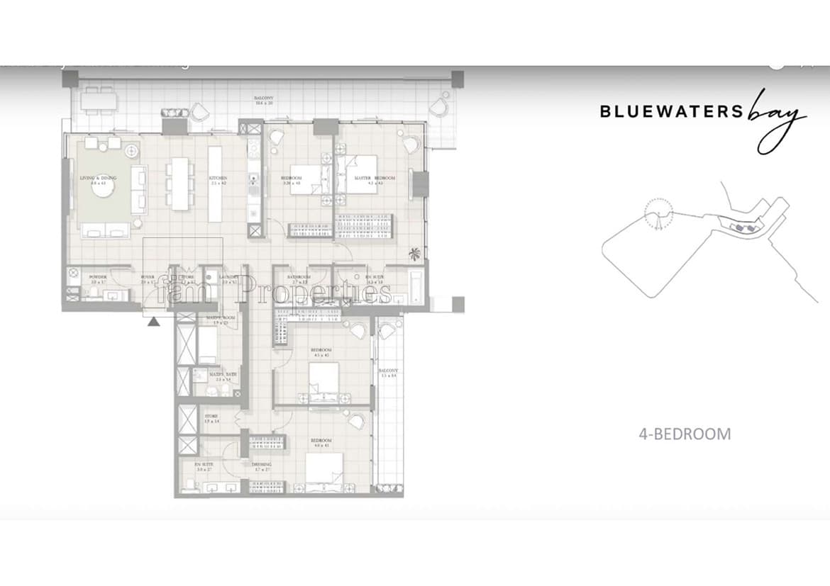 Bluewaters Bay 4 Bedroom floor plan