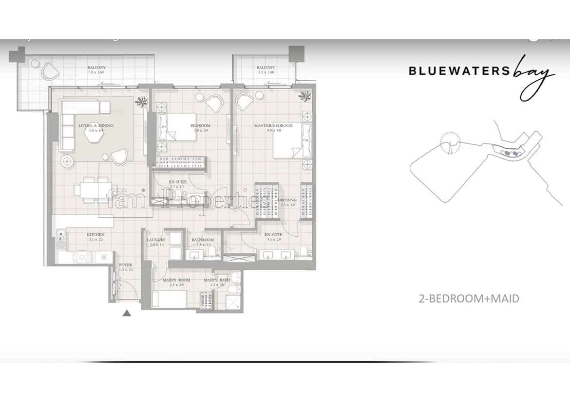 Bluewaters Bay 2 Bedroom floor plan