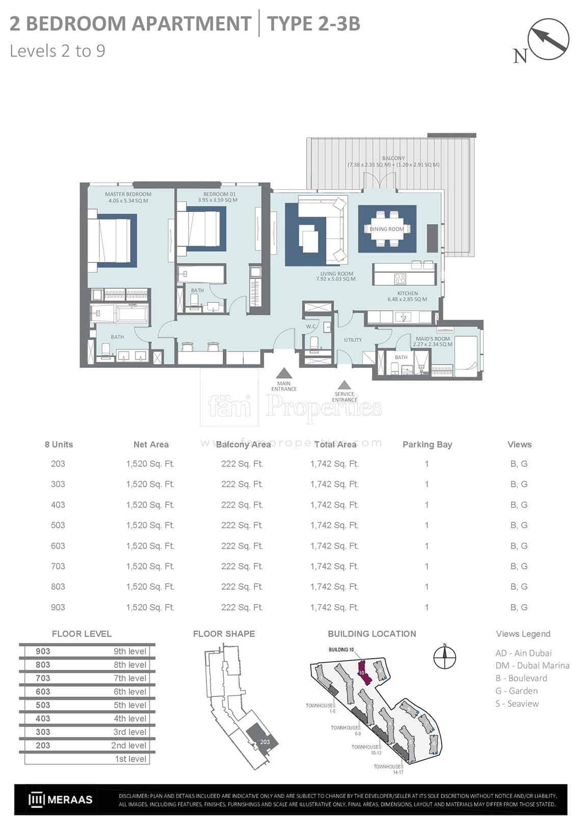 Bluewaters Residences 2 Bedroom floor plan
