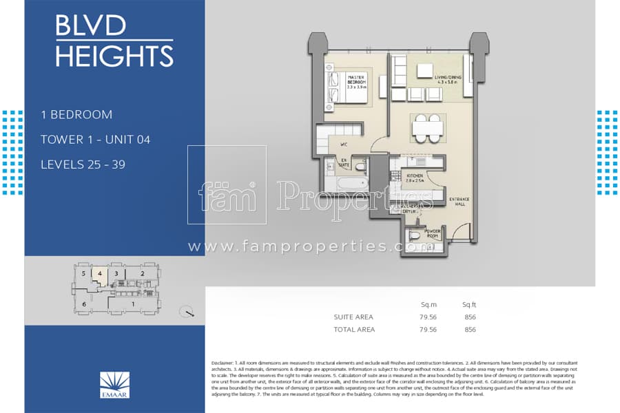 BLVD Heights 1 Bedroom floor plan