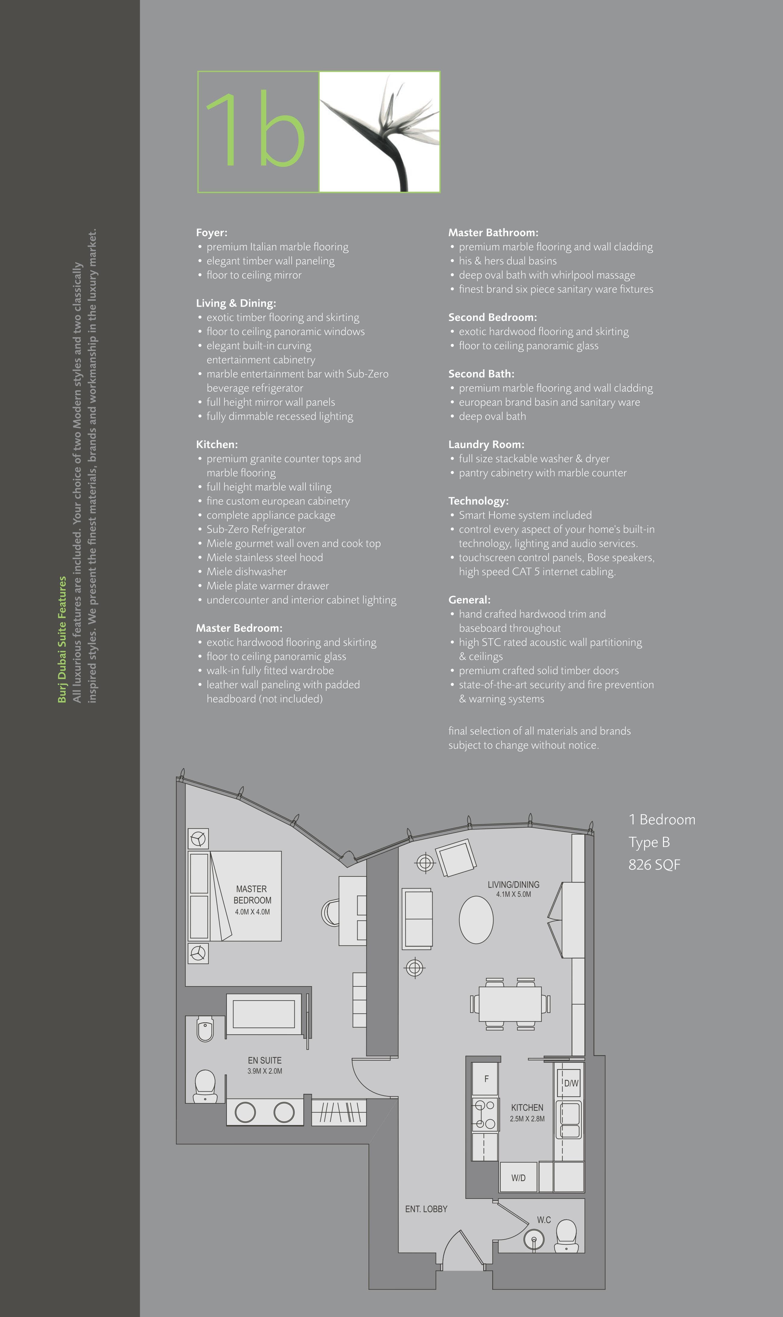 Burj Khalifa 1 Bedroom floor plan