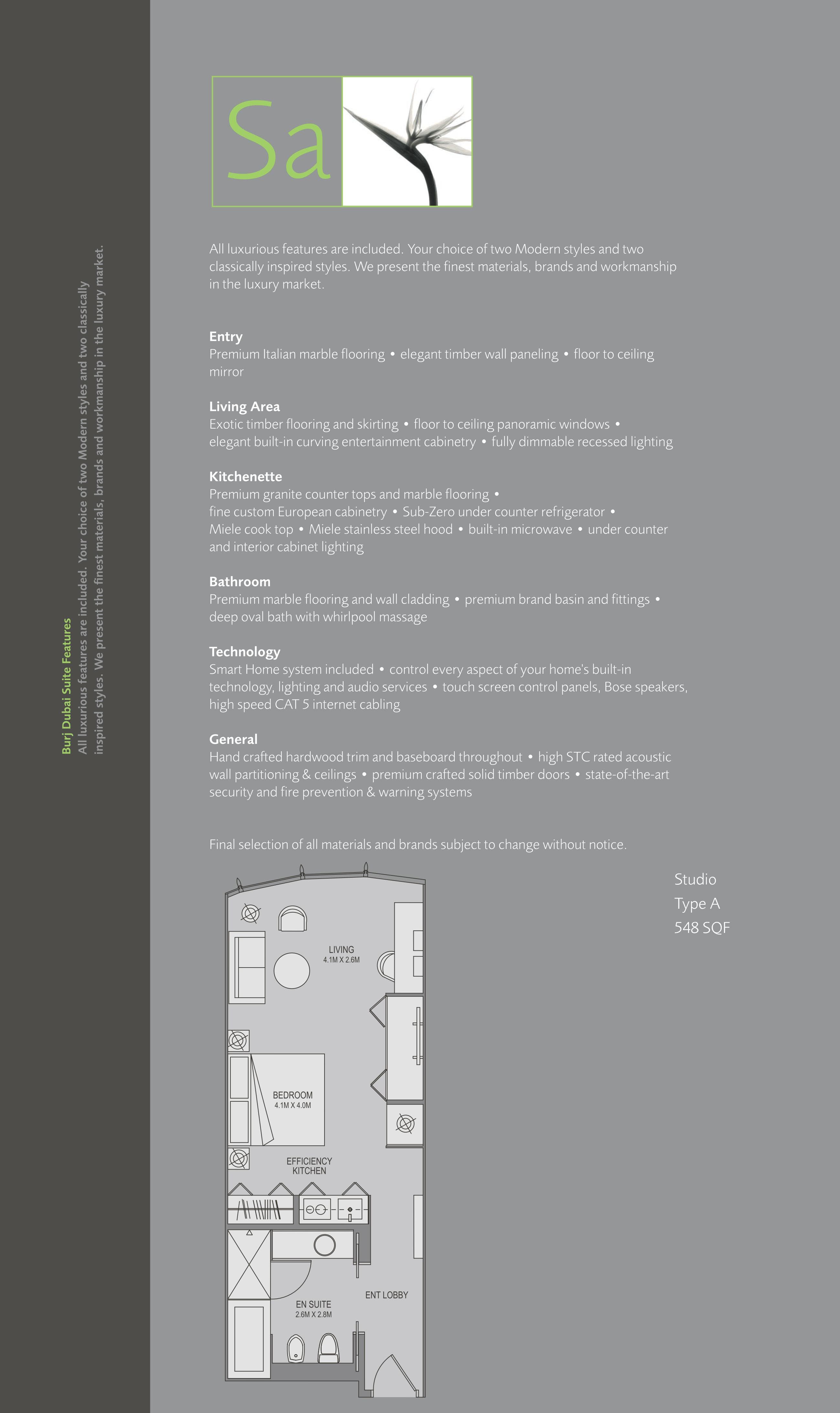 Burj Khalifa Studio floor plan