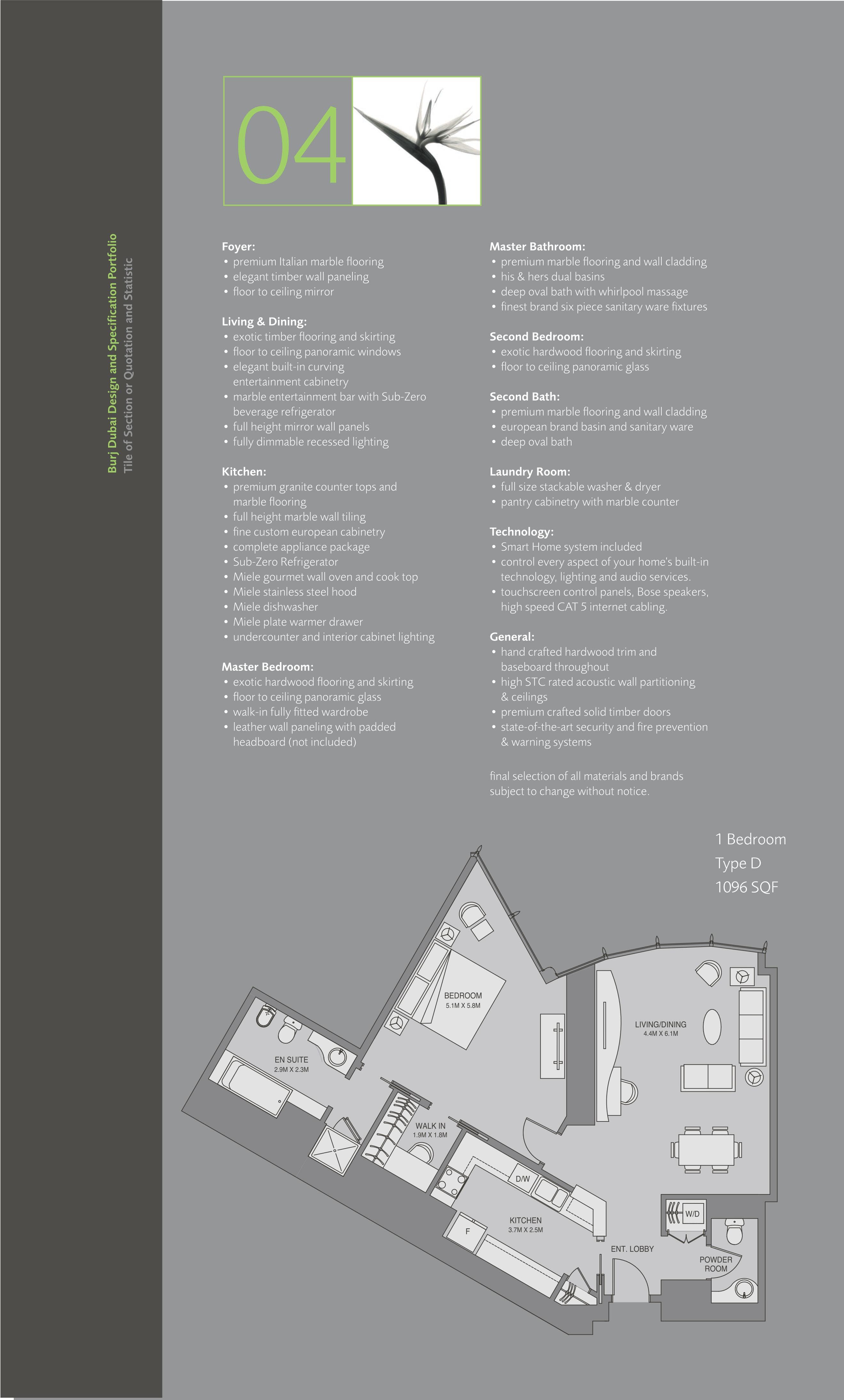 Burj Khalifa 1 Bedroom floor plan