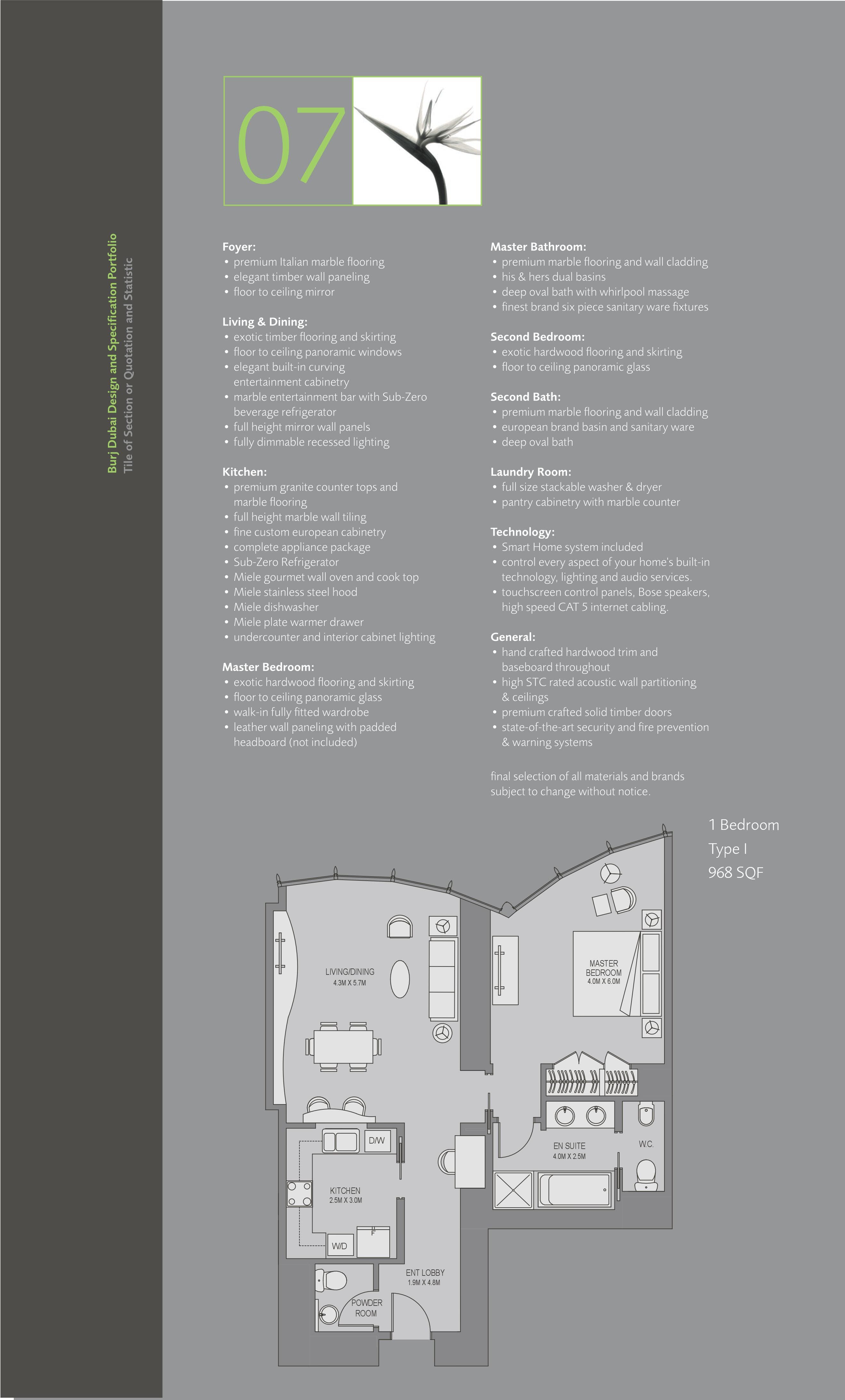 Burj Khalifa 1 Bedroom floor plan