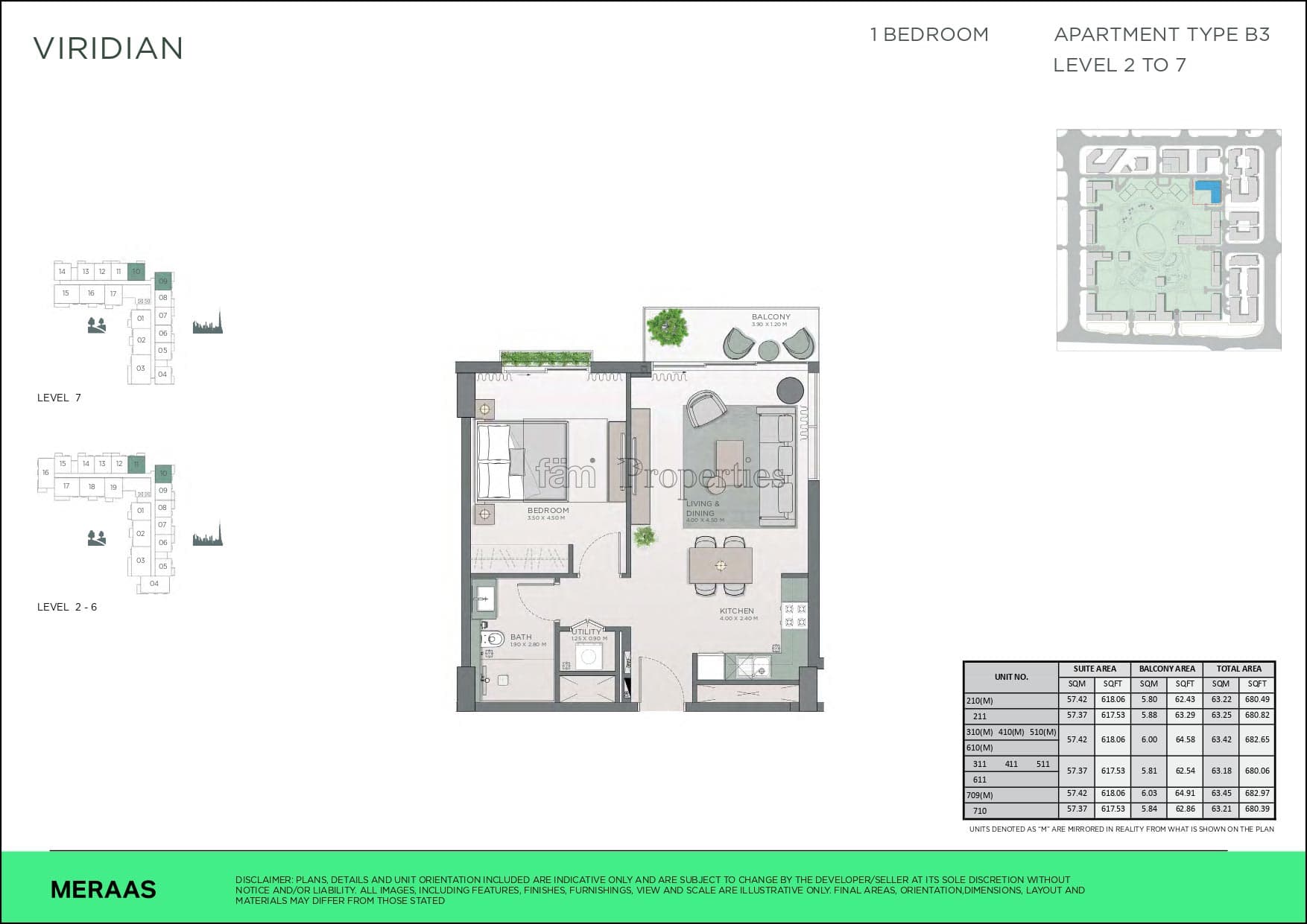 Central Park City Walk 1 bedroom floor plan