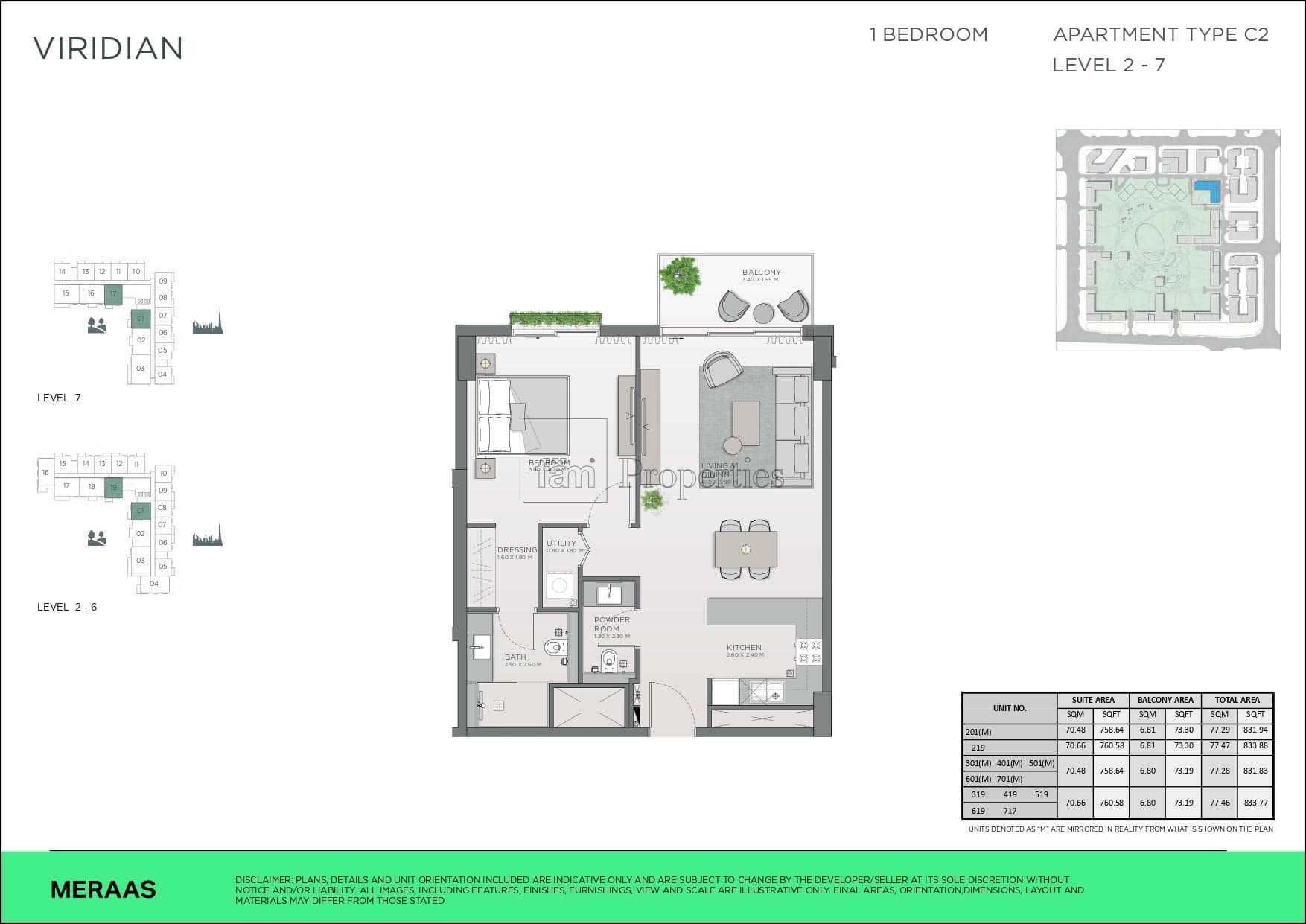 Central Park City Walk 1 bedroom floor plan