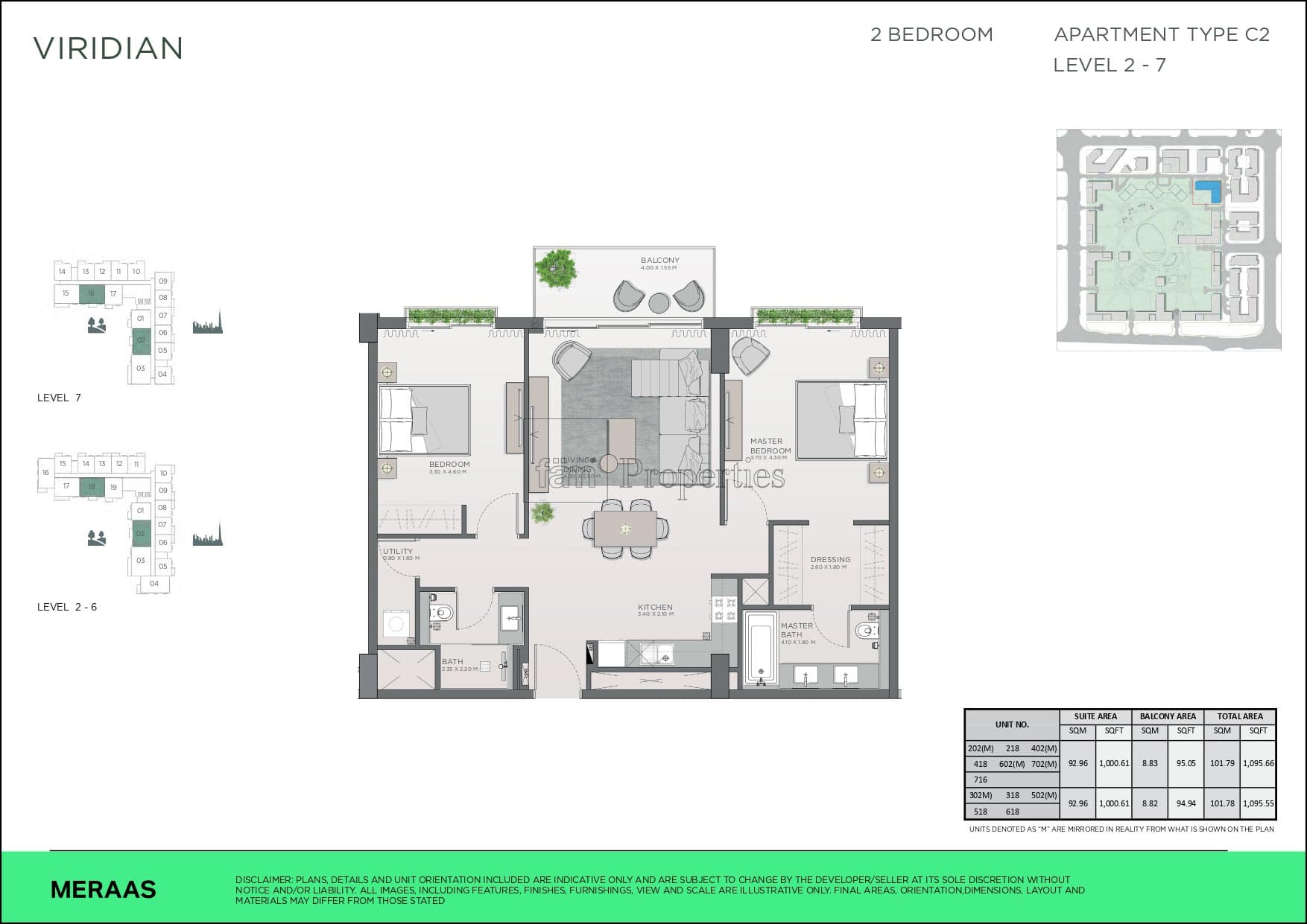 Central Park City Walk 2 bedroom floor plan