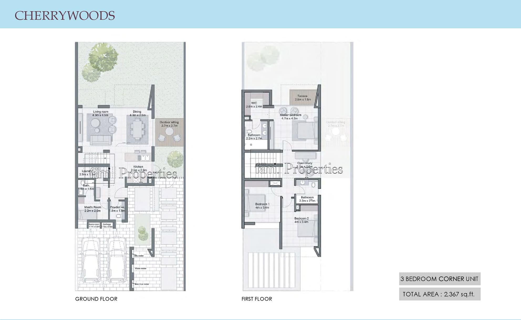Cherrywoods Townhouses 3 Bedroom floor plan