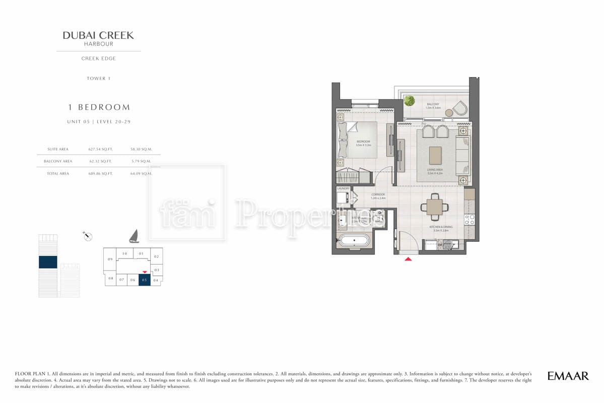 Creek Edge 1 Bedroom floor plan