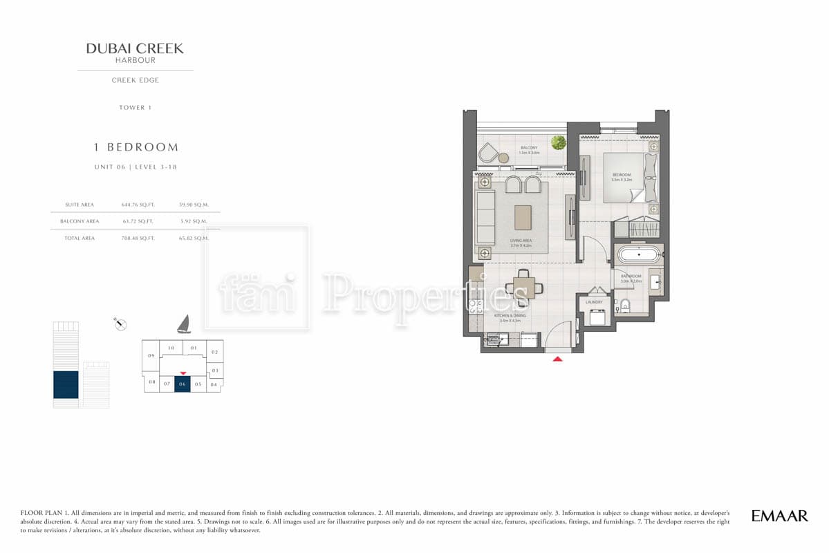 Creek Edge 1 Bedroom floor plan