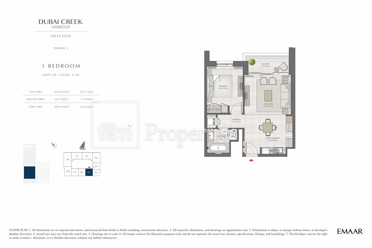 Creek Edge 1 Bedroom floor plan