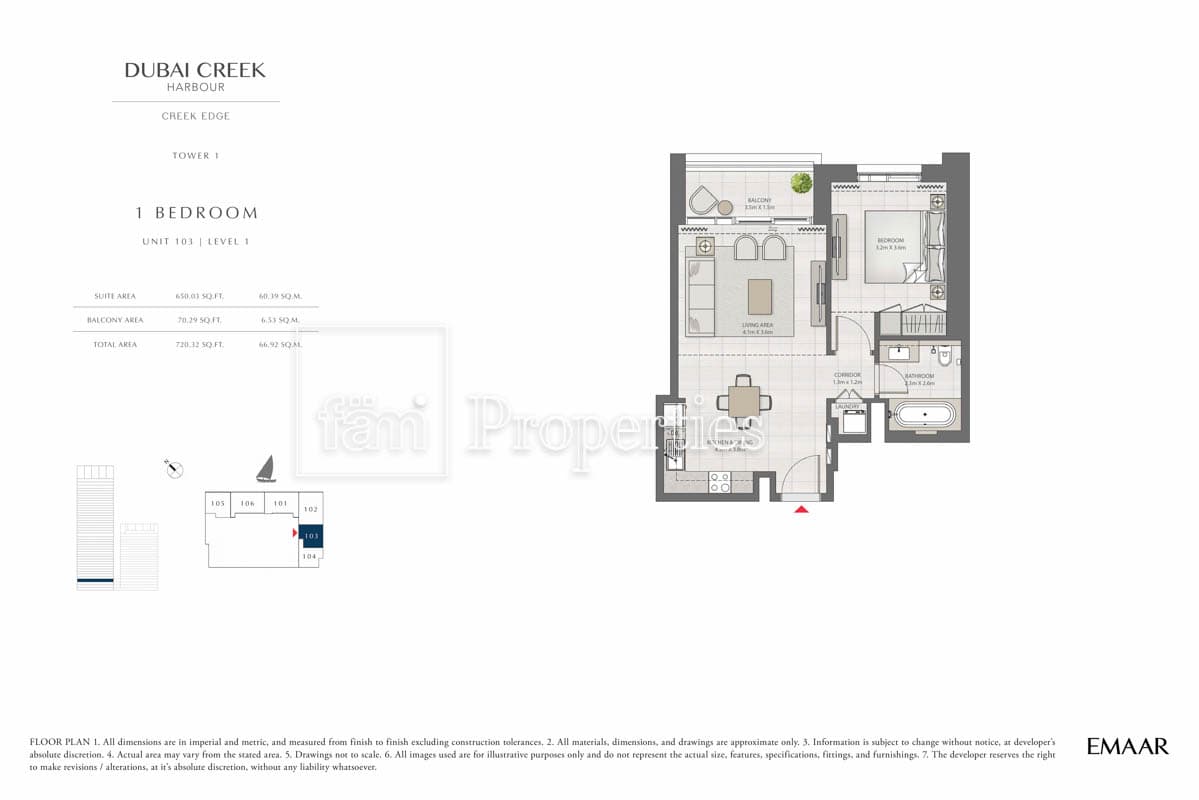 Creek Edge 1 Bedroom floor plan