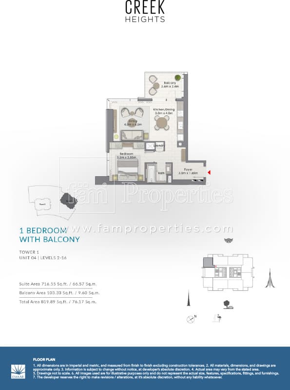 Creek Heights Apartments 1 Bedroom floor plan